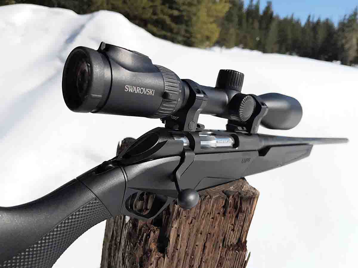 The Benelli Lupo was topped with a Swarovski Z8i 2-16x 50mm P scope that included side parallax adjustment, capped MRAD adjustments, moisture- and dust-repellant SwarClean coatings and more.